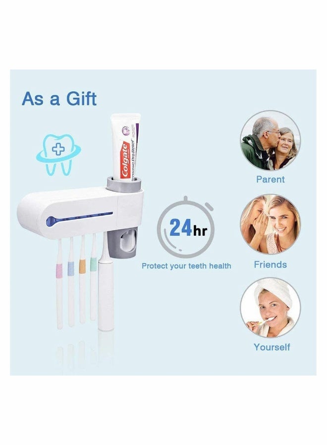 UV Toothbrush Holder, Wall-Mounted Automatic Toothpaste Dispenser Set with USB Rechargeable Feature  5 Toothbrush Storage Slots - Image 3